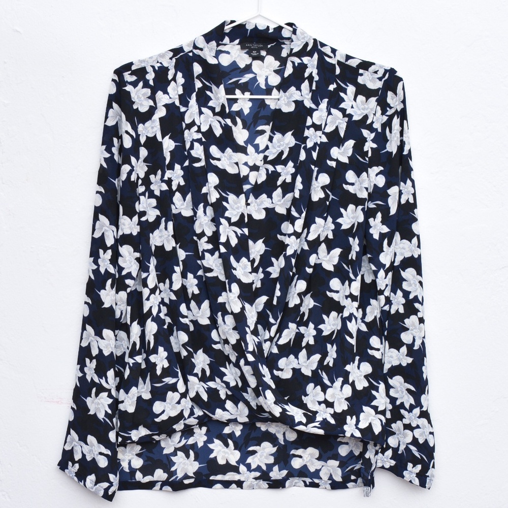 Ann Taylor Petite Floral Blossom Wrap Blouse NWOT